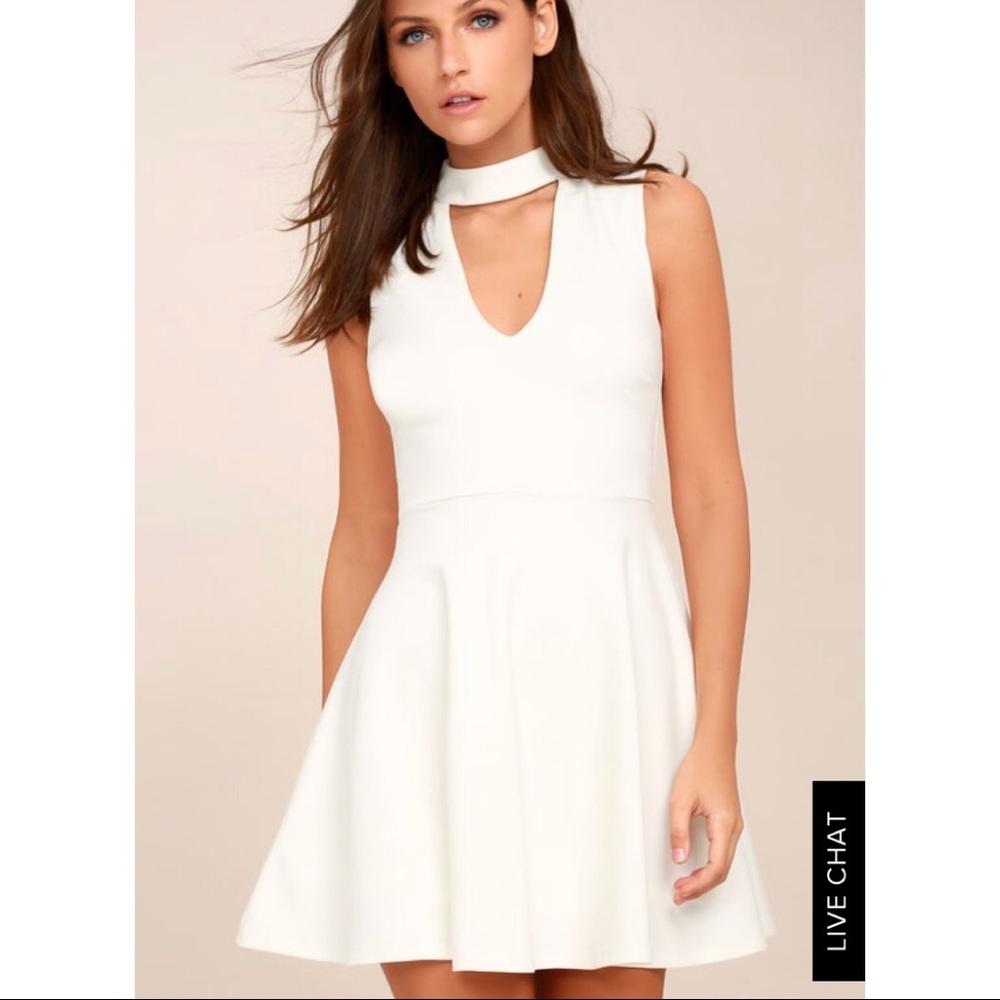 White Lulus Keyhole Skater Dress XS NWT